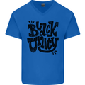 Black Unity Black Lives Matter Juneteenth Mens V-Neck Cotton T-Shirt Royal Blue