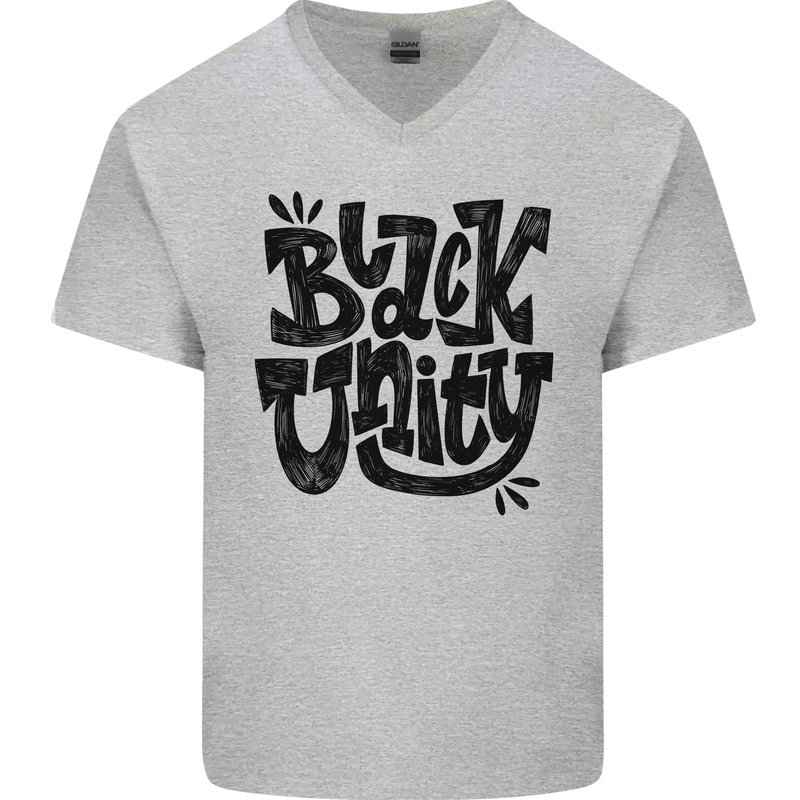 Black Unity Black Lives Matter Juneteenth Mens V-Neck Cotton T-Shirt Sports Grey