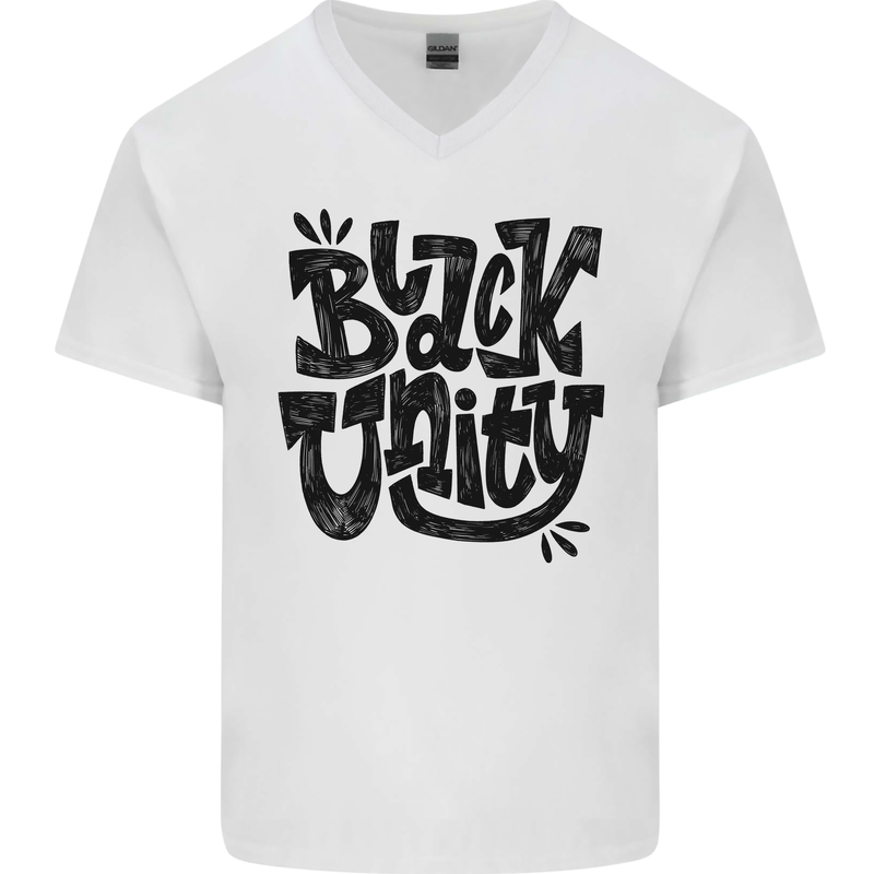Black Unity Black Lives Matter Juneteenth Mens V-Neck Cotton T-Shirt White