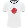 Torn Japan Flag Japanese Day Football Mens Ringer T-Shirt White/Black