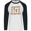 Vegan Living Life on the Veg Vegetarian Mens L/S Baseball T-Shirt White/Black