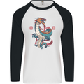 Chinese Zodiac Shengxiao Year of the Dragon Mens L/S Baseball T-Shirt White/Black