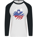 Torn Slovenia Flag Slovenian Day Football Mens L/S Baseball T-Shirt White/Black