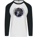 Australian Bodybuilding Flag Gym Training Spartan Mens L/S Baseball T-Shirt White/Black