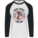Karate Good Things Mixed Martial Arts MMA Mens L/S Baseball T-Shirt White/Black