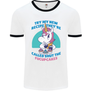 Shut the Fuckupcakes Funny Offensive Unicorn Mens Ringer T-Shirt White/Black