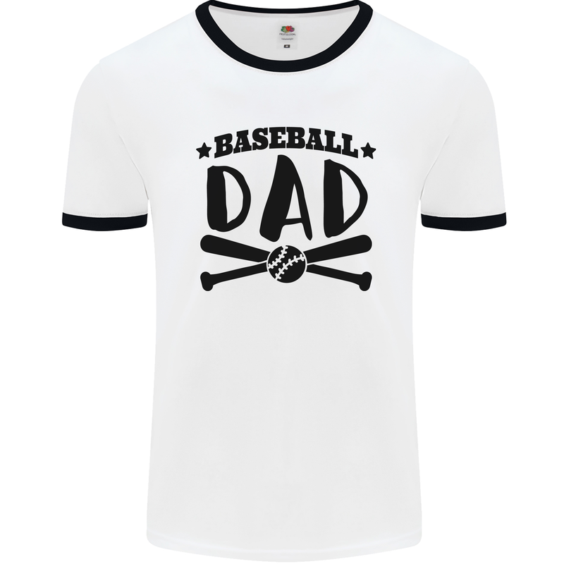 Fathers Day Baseball Dad Funny Mens Ringer T-Shirt White/Black