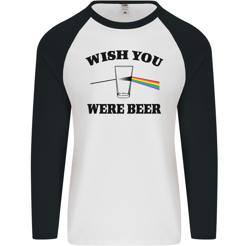 Wish You Were Beer St Patricks Day Alcohol Mens L/S Baseball T-Shirt White/Black