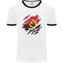 Torn Angola Flag Angolan Day Football Mens Ringer T-Shirt White/Black