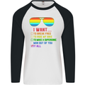 Want to Break Free Ride My Bike Funny LGBT Mens L/S Baseball T-Shirt White/Black