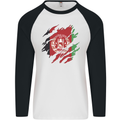 Torn Afghanistan Flag Afghan Day Football Mens L/S Baseball T-Shirt White/Black