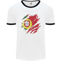 Torn Portugal Flag Portugese Day Football Mens Ringer T-Shirt White/Black