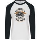 Biker Custom Cafe Racer Motorbike Mens L/S Baseball T-Shirt White/Black