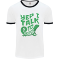 I Talk To Lizards Chameleons Bearded Dragons Mens Ringer T-Shirt White/Black