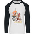 Knights Templar on a Horse Mens L/S Baseball T-Shirt White/Black