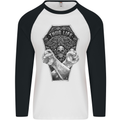 Thug Life Skulls Mens L/S Baseball T-Shirt White/Black