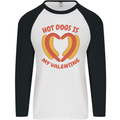 Hot Dog Anti Valentines Day Single Funny Mens L/S Baseball T-Shirt White/Black