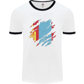 Torn Mongolia Flag Mongolian Day Football Mens Ringer T-Shirt White/Black