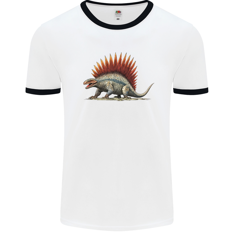 Dimetrodon Dinosaur Mens Ringer T-Shirt White/Black