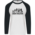 Daddy Evolution Fathers Day Mens L/S Baseball T-Shirt White/Black