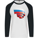 Curled Russia Flag Russian Day Football Mens L/S Baseball T-Shirt White/Black