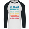 21st Birthday 21 Year Old Mens L/S Baseball T-Shirt White/Black