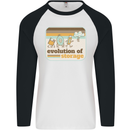 Storage Evolution Retro CD HD Drive USB Stick Mens L/S Baseball T-Shirt White/Black