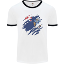 Torn Flag Tristan da Cunha Mens Ringer T-Shirt White/Black