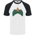 Christmas Tree Video Game Controller Joypad Xmas Mens S/S Baseball T-Shirt White/Black