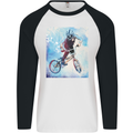 A Cool BMX Design Mens L/S Baseball T-Shirt White/Black