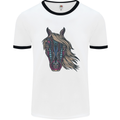 A Tribal Horse Equestrian Mens Ringer T-Shirt White/Black