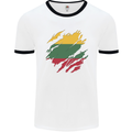 Torn Lithuania Flag Lithuania Day Football Mens Ringer T-Shirt White/Black