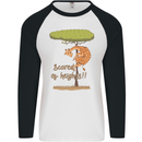 Scared of Heights Funny Giraffe Acrophobia Mens L/S Baseball T-Shirt White/Black