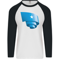 Curled Somalia Flag Somalian Day Football Mens L/S Baseball T-Shirt White/Black