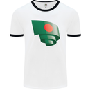 Curled Bangladesh Flag Bangladeshi Day Football Mens Ringer T-Shirt White/Black
