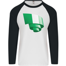 Curled Nigeria Flag Nigerian Day Football Mens L/S Baseball T-Shirt White/Black