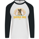 A Shiba Inu Dog Mens L/S Baseball T-Shirt White/Black