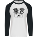 Mushroom Alien Skull Mens L/S Baseball T-Shirt White/Black