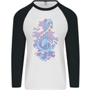 Musical Keyboard Dragon Mens L/S Baseball T-Shirt White/Black