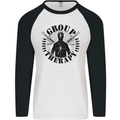 Group Therapy Shooting Hunting Rifle Funny Mens L/S Baseball T-Shirt White/Black