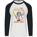 May the Force Be Shih Tzu Dog Funny Mens L/S Baseball T-Shirt White/Black