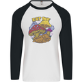 Eat Me Mushroom Fungi Mycology Mens L/S Baseball T-Shirt White/Black