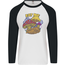 Eat Me Mushroom Fungi Mycology Mens L/S Baseball T-Shirt White/Black
