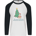 Funny Christmas Santa Bunny Mens L/S Baseball T-Shirt White/Black