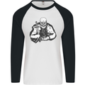 Viking Skull & Sword Thor Valhalla Mens L/S Baseball T-Shirt White/Black