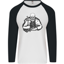 Viking Skull & Sword Thor Valhalla Mens L/S Baseball T-Shirt White/Black