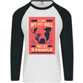 I Love My Pitbull & 3 People Funny Mens L/S Baseball T-Shirt White/Black