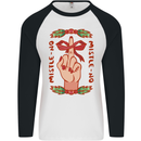 Christmas Mistle No Funny Bah Humbug Mens L/S Baseball T-Shirt White/Black
