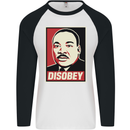Disobey Martin Luther King Black Lives Matter Mens L/S Baseball T-Shirt White/Black
