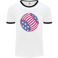 Baseball USA Stars and Stripes American Flag Mens Ringer T-Shirt White/Black